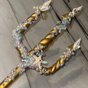 Gold and Pearl Embellished Trident Costume Accessory
